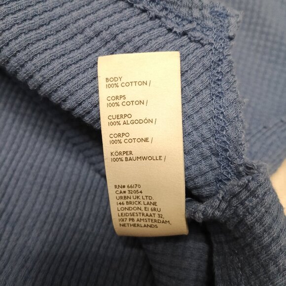 Free People We The Free Women's Blue Waffle Knit Jayson Ringer Short Front Tee - Picture 7 of 7